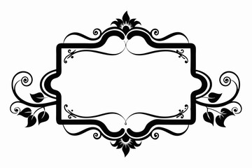 rectangular calligraphic frames silhouette line art vector illustration