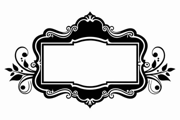 rectangular calligraphic frames silhouette line art vector illustration