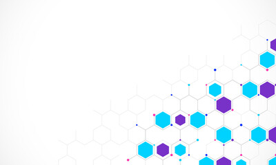 Genetic engineering and molecular structure, hexagon DNA network, science chemical and biotechnology concept, innovation technology, healthcare, and medicine design