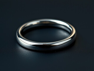 Simple silver ring displays pure elegance against a striking black backdrop of minimalism
