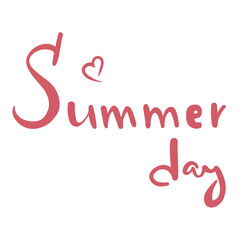 Hand lettering Summer day with red heart