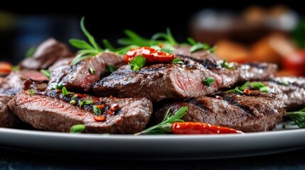Sizzling steak grilling backyard bbq food photography rustic setting close-up shot culinary delight