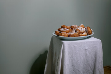 Homemade Donuts Dusted With Powdered Sugar
