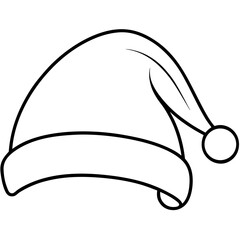santa hat silhouette line art vector illustration
