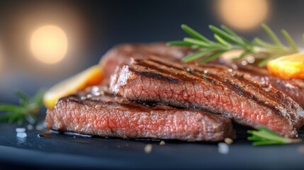 Grilled steak delight gourmet kitchen food photography cozy atmosphere close-up view culinary excellence