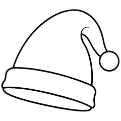 santa hat silhouette line art vector illustration