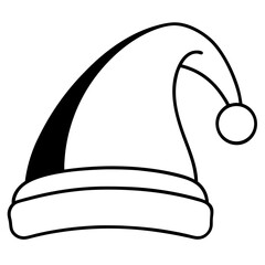 santa hat silhouette line art vector illustration