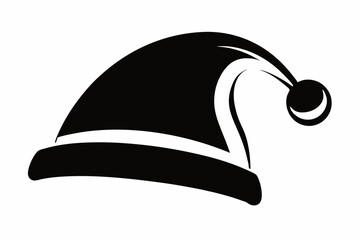 santa hat silhouette line art vector illustration