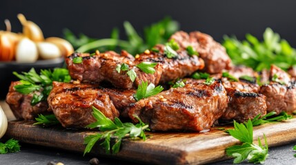 Grilling succulent beef skewers at home culinary delights food photography cozy kitchen close-up view flavorful experience