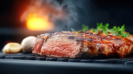 Grilling perfect steak backyard bbq food photography cozy atmosphere close-up view culinary delight