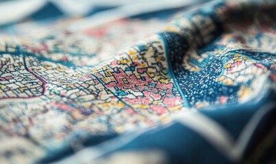 Obraz premium Folded map fabric texture, close-up detail for backgrounds or design