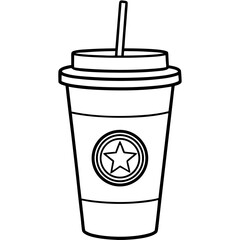 starbucks cup silhouette line art vector illustration
