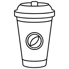 starbucks cup silhouette line art vector illustration