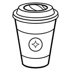 starbucks cup silhouette line art vector illustration