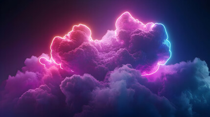 Glowing Neon Cloud Formation In Pink And Blue