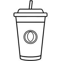 starbucks cup silhouette line art vector illustration