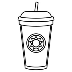 starbucks cup silhouette line art vector illustration