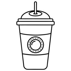 starbucks cup silhouette line art vector illustration