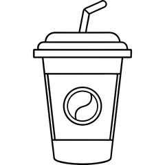 starbucks cup silhouette line art vector illustration
