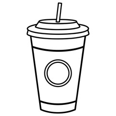 starbucks cup silhouette line art vector illustration