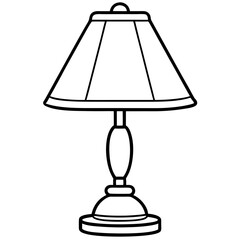 Obraz premium table lamp silhouette line art vector illustration