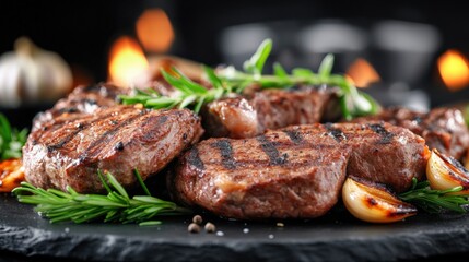 Grilled steak preparation outdoor kitchen food photography cozy atmosphere close-up view culinary art