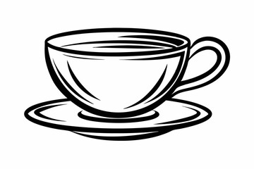 tea cup line sketch icon silhouette line art vector illustration