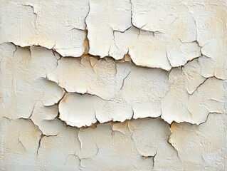 Obraz premium Distressed White Paint Texture with Cracks and Peeling for Abstract Background and Grunge Effect