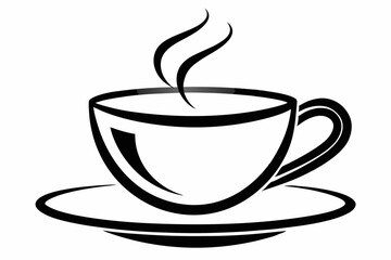 tea cup line sketch icon silhouette line art vector illustration