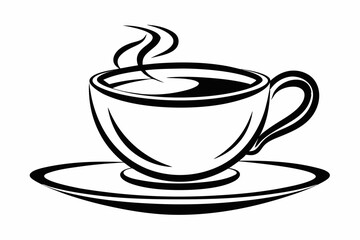 tea cup line sketch icon silhouette line art vector illustration
