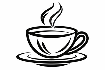 tea cup line sketch icon silhouette line art vector illustration