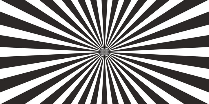 White and black ray burst style background Black and white. Vintage background, boom, comic book, circus template. Cartoon pop art template.  vector illustration
