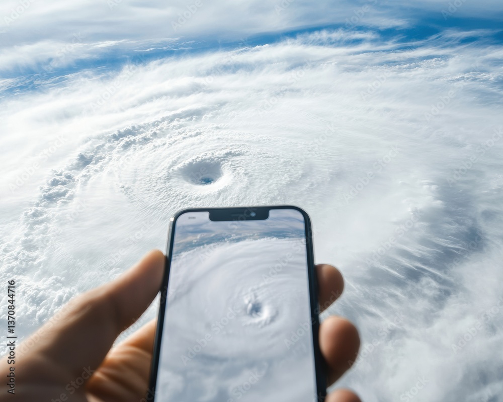 Fototapete ai-powered hurricane tracking immersive climate tech mobile app visualizing real-time storm dynamics