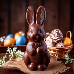dark chocolate Easter bunny AI generated