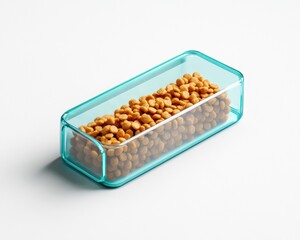 Minimalist Smart Pet Nutrition Sleek Transparent Turquoise Meal Dispenser for Modern Pet Care - Precision Feeding Technology and Wellness Design
