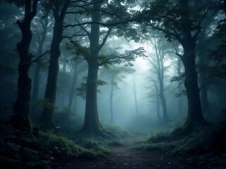 Fototapeta premium Misty Morning In The Forest Generation Ai