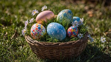 easter eggs in the grass
