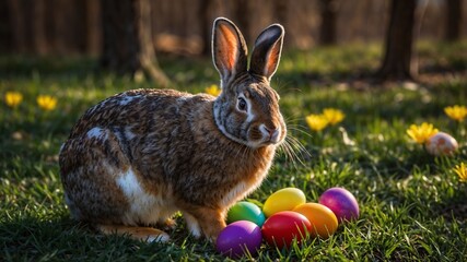 easter bunny with easter eggs