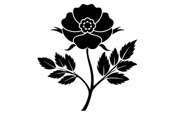 wild prairie rose silhouette line art vector illustration