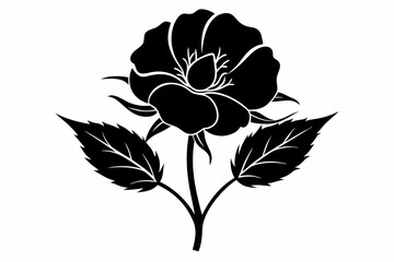 wild prairie rose silhouette line art vector illustration