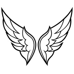 wings silhouette line art vector illustration
