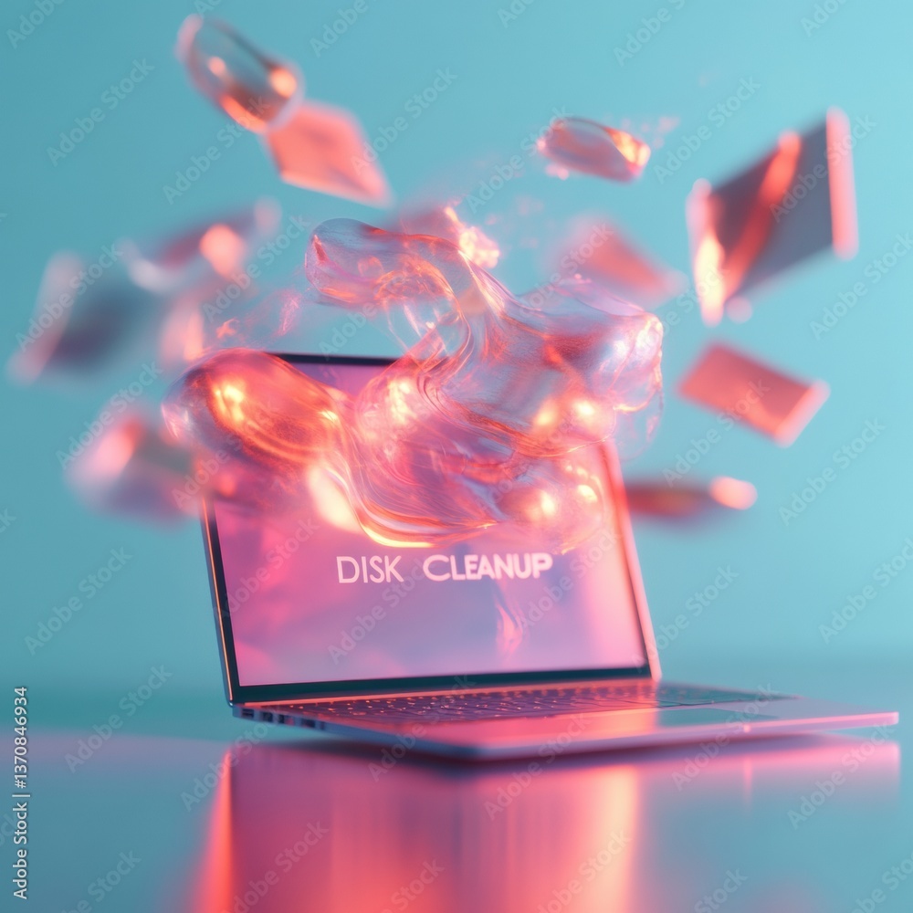 Leinwandbilder Ethereal Digital Decluttering Next-Gen Data Management Visualization with Holographic File Optimization and Minimalist Tech Wellness Solutions