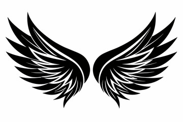 wings silhouette line art vector illustration