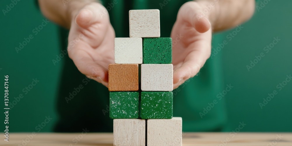 Aufkleber sustainable digital strategy minimalist block architecture for adaptive business growth, eco-conscio