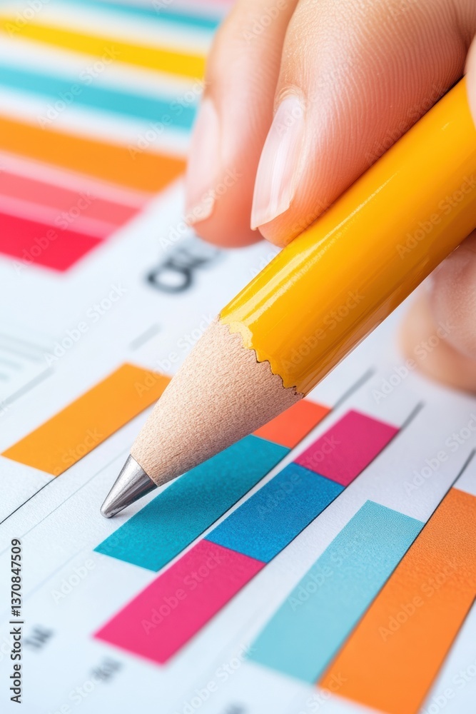 Poster Vibrant Data Visualization Gen Z Analytics Strategy with Color-Pop Pencil Precision - Innovative Performance Tracking for Digital Workplace Optimization