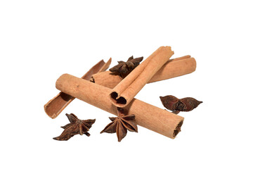 Dry cinnamon sticks, a fragrant spice for cakes, lie on a PNG background.