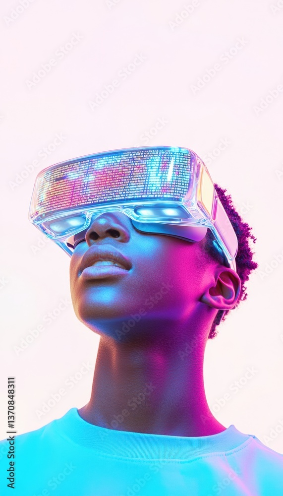 Poster cyberpunk gen z innovation immersive ar learning experience showcasing digital transformation, next-