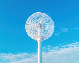 Next-Gen Climate Tech Futuristic Frost-Encrusted Sensor Globe Capturing Extreme Weather Dynamics in High-Resolution Environmental Monitoring