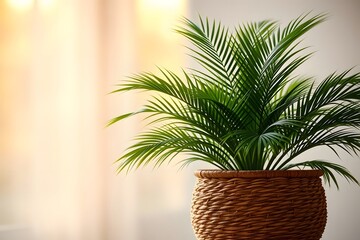 Obraz premium The vibrant areca palm plant adds a tropical touch to any indoor space, enhancing the interior decor with its lush green foliage