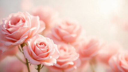 Soft Light Pink Roses Background &ndash; Pastel Floral Beauty with Blurred Petals